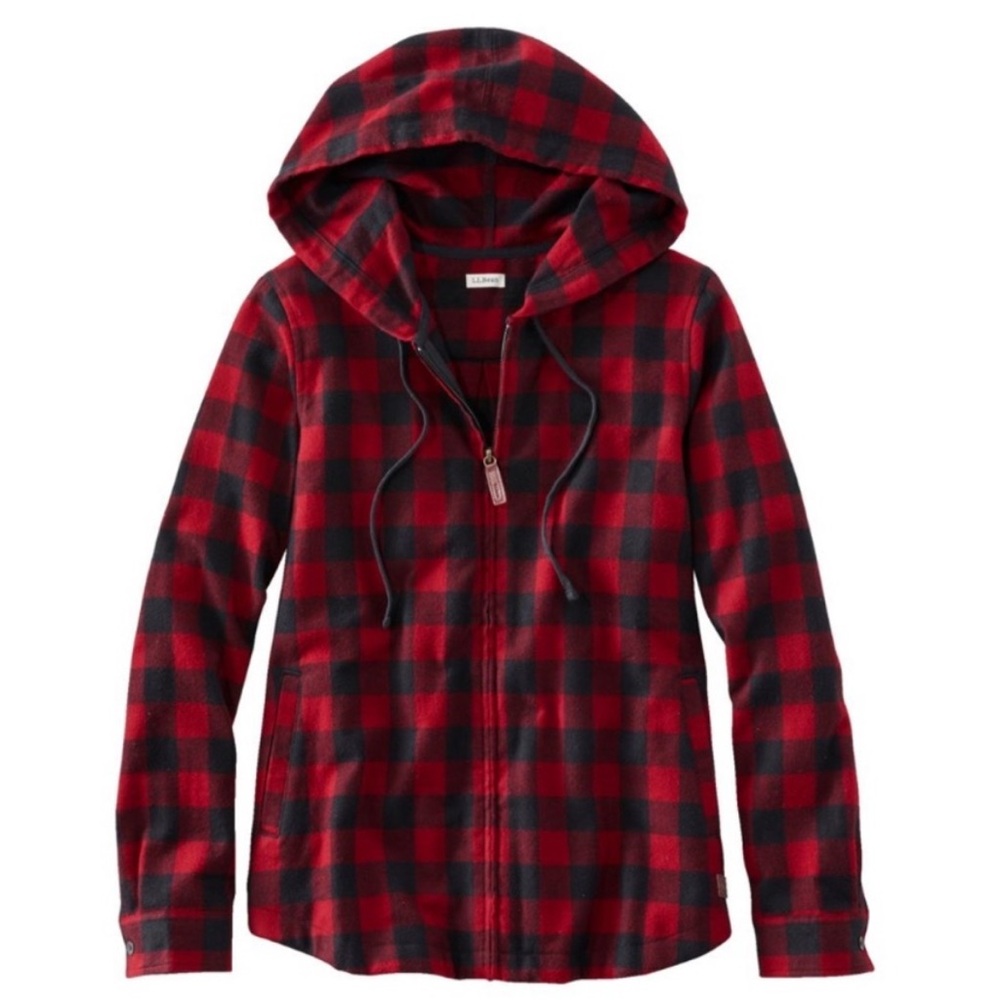 LL Bean Relaxed Fit Hooded Flannel Shirt